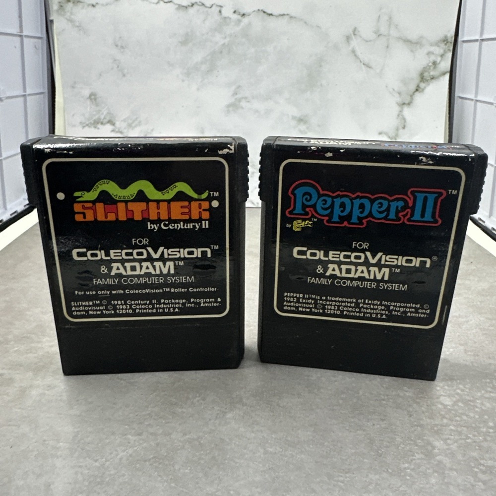 Slither & Pepper II ColecoVision ADAM Game Cartridge Lot 1983 Coleco NTSC